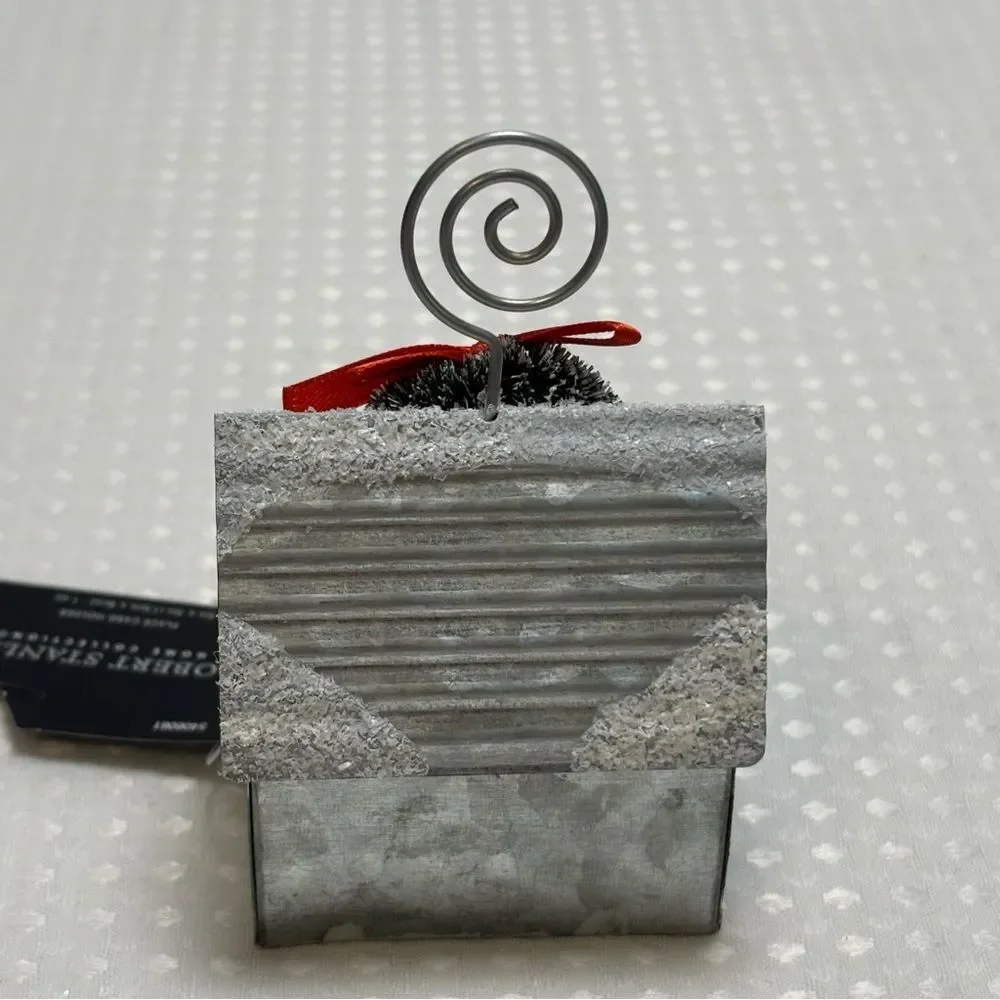 Silver and Red Metal Christmas Holiday Ornament Set